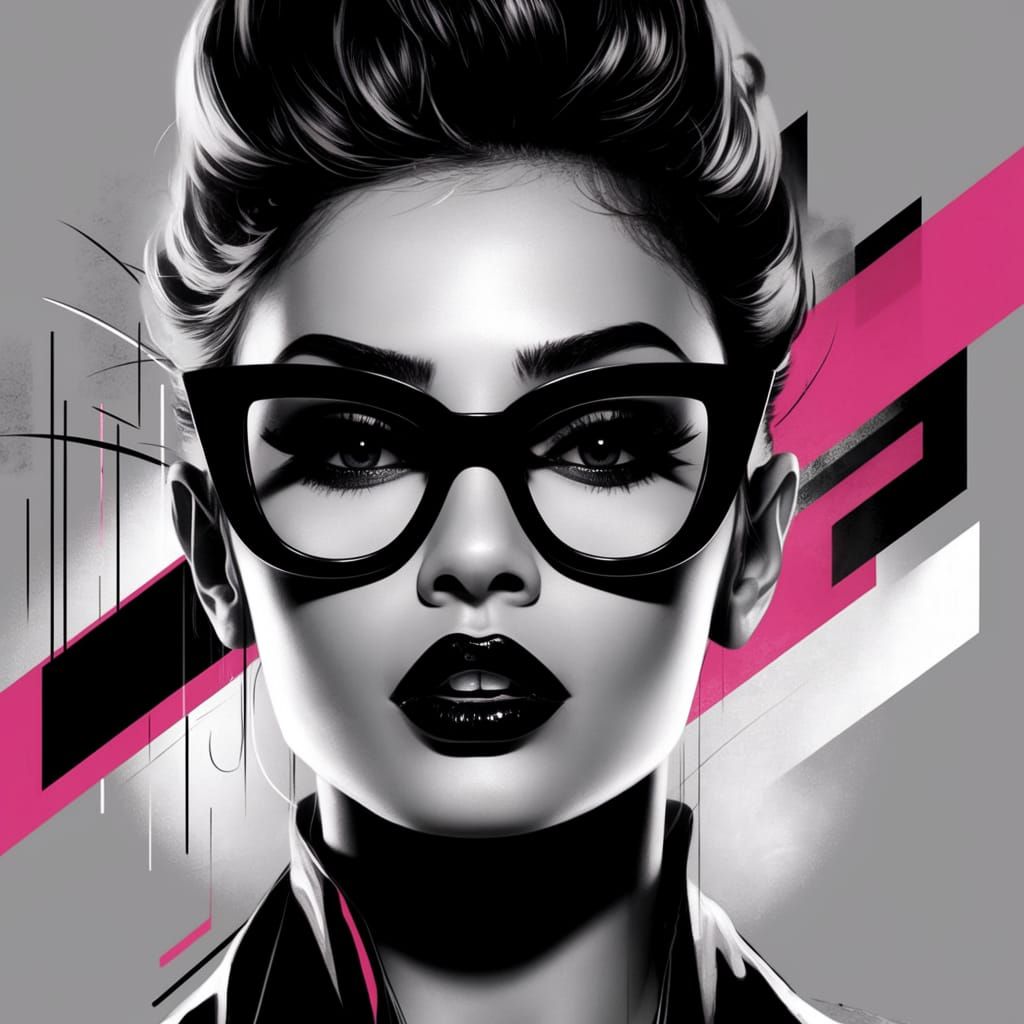 Modern Portrait of a Woman in Bold Black Glasses