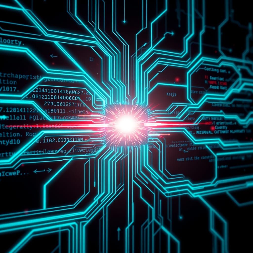 Futuristic Firewall Exploit in Neon Tron Style