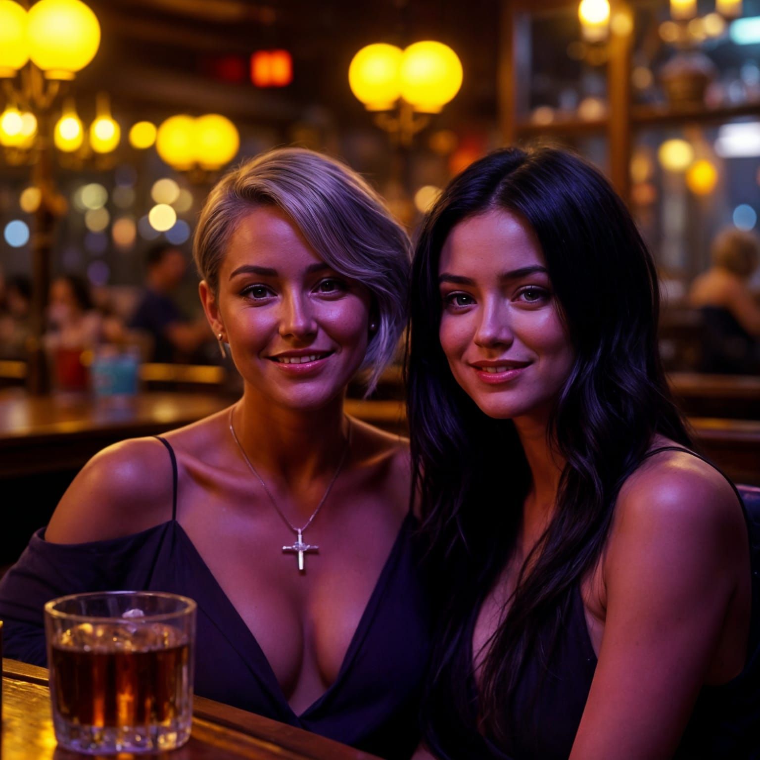 Women in Warm Glow, Moody Bar Setting