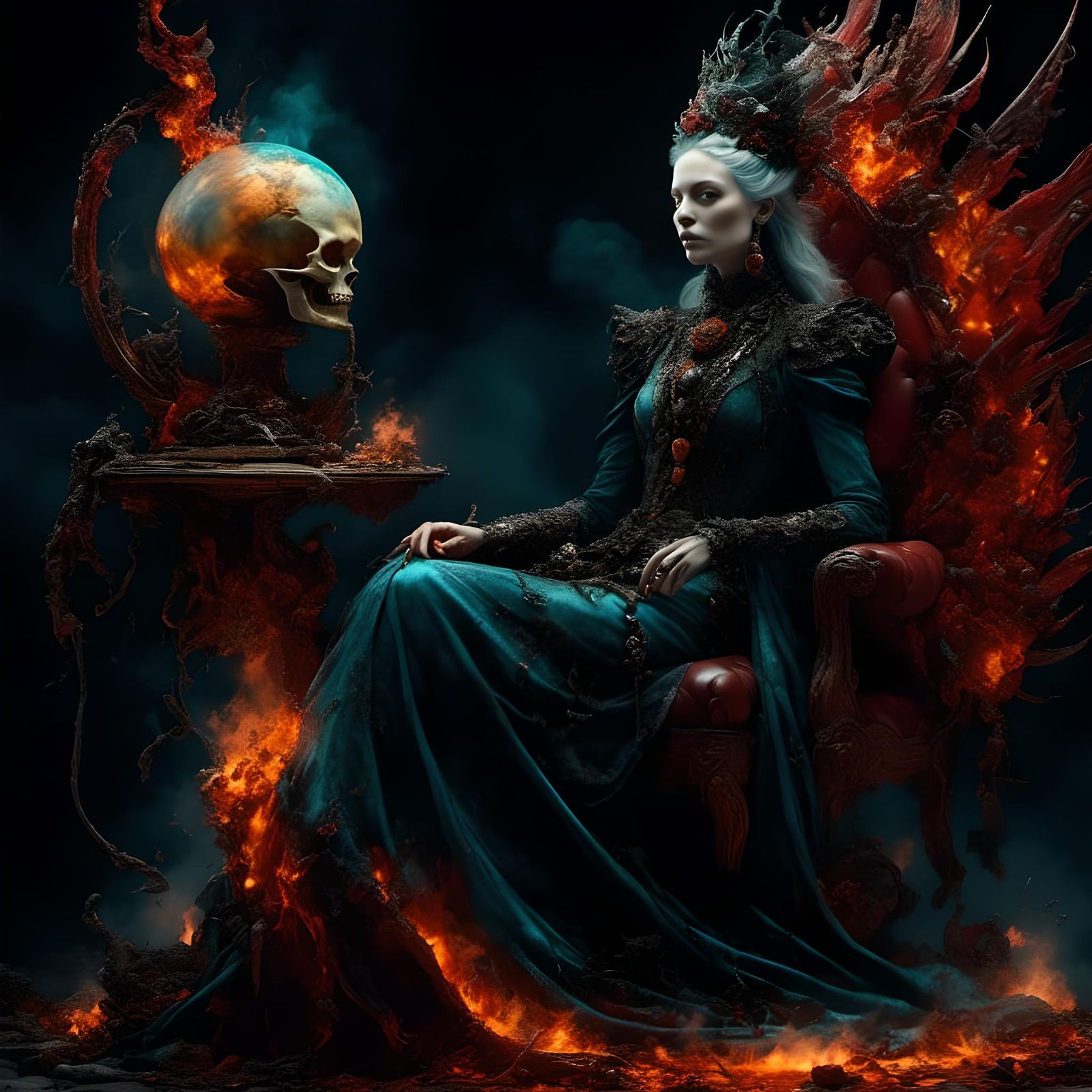 Fire Witch Queen in Surreal Digital Painting