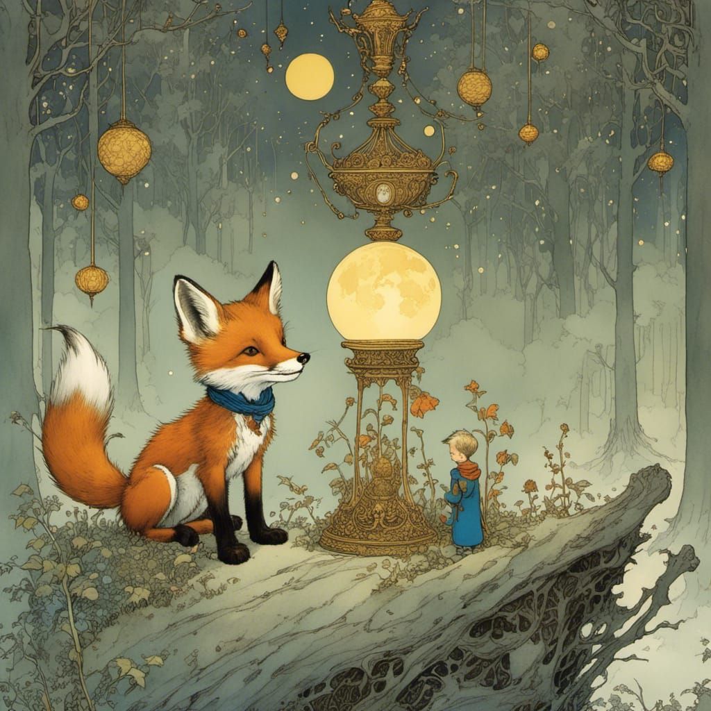 The Little Prince and the Fox in Intricate Detail