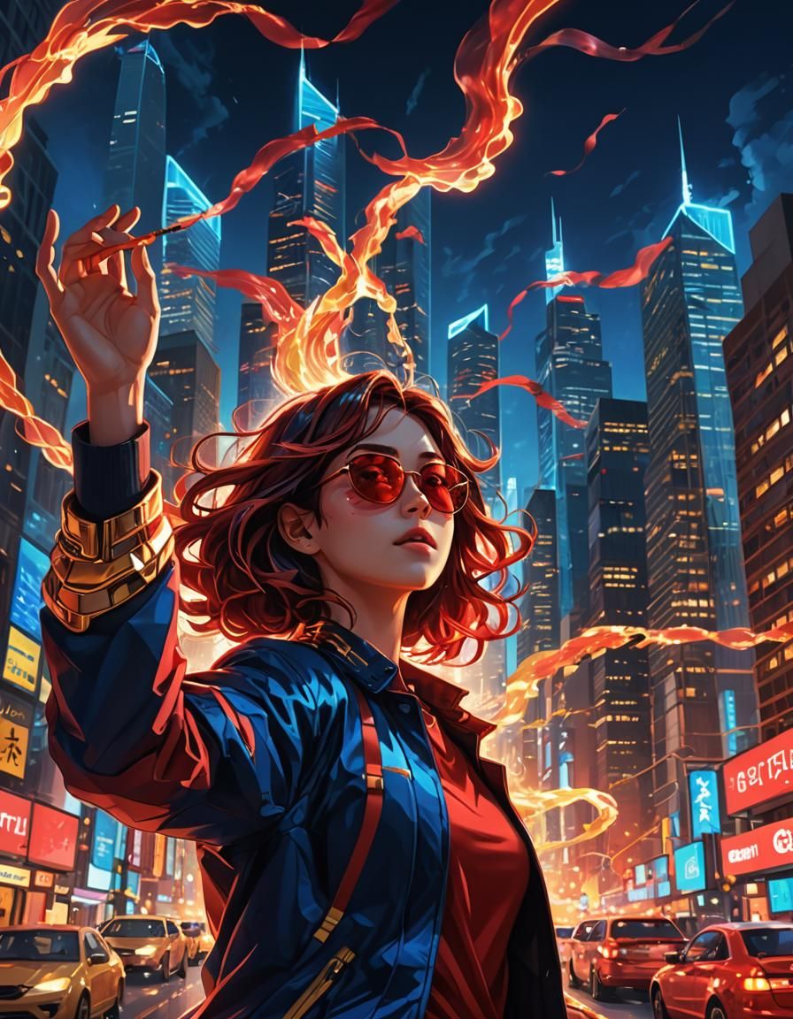 Vibe: Energetic DC Hero in 3D Anime Style