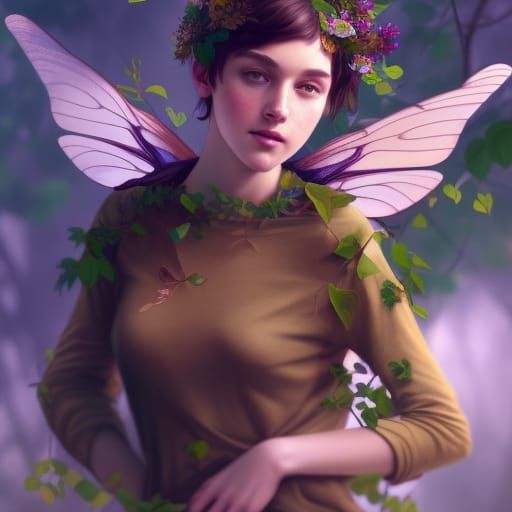 Nature Fairy Portrait in Hyperdetailed Digital Art
