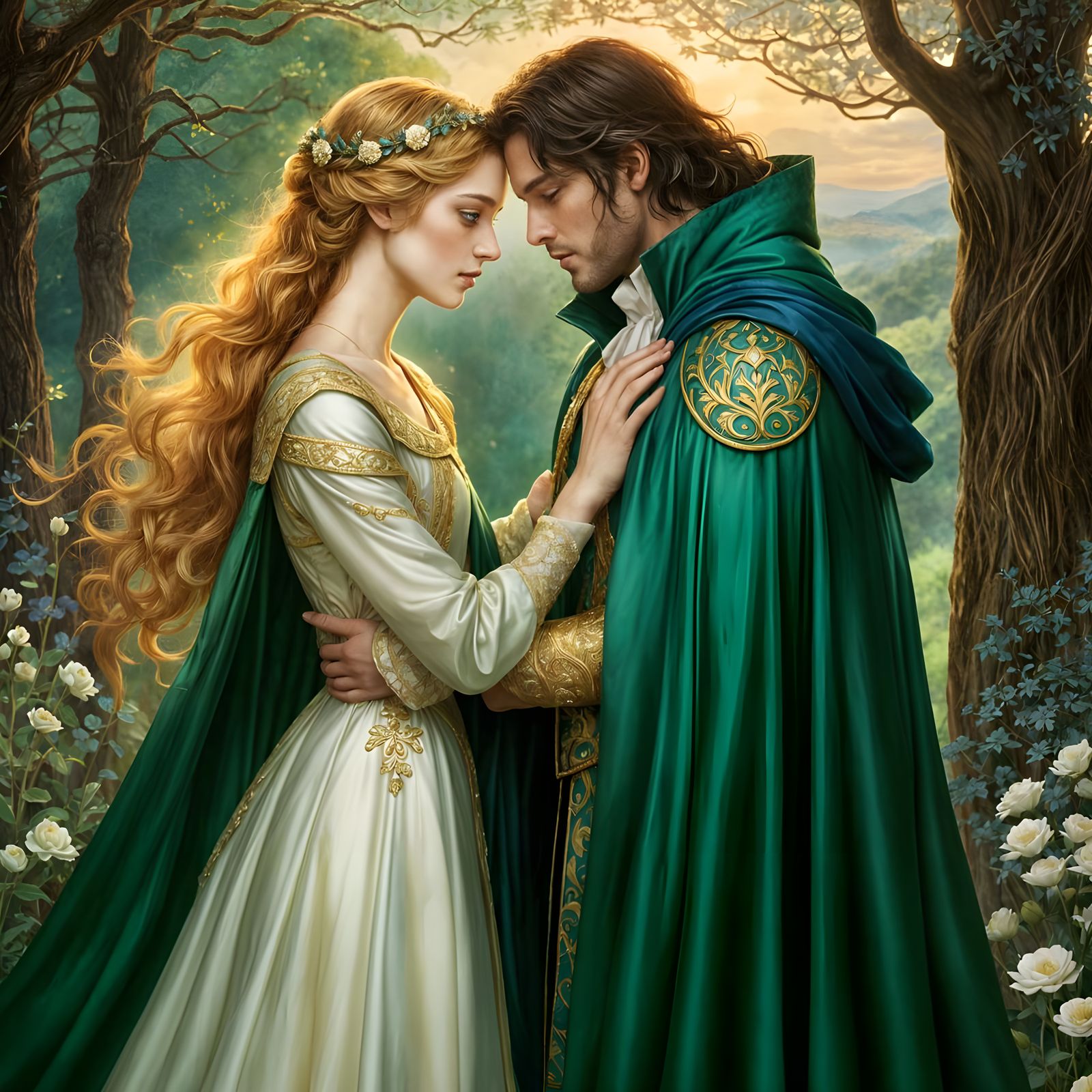 Regal Young Lovers Stand Together in Harmony