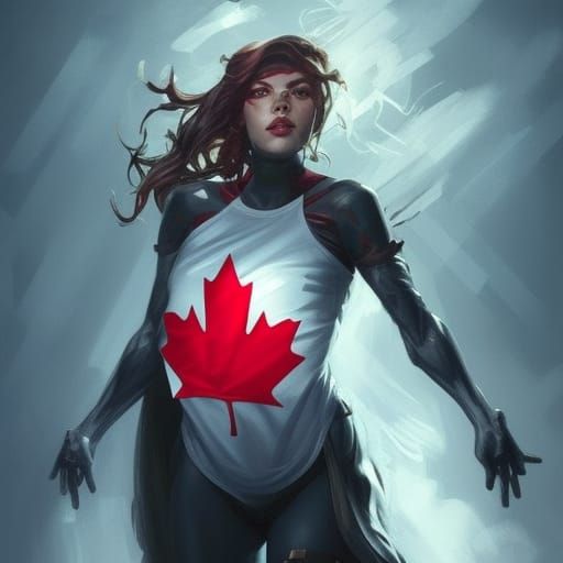 Canadian Superhero Portrait in Hyperdetailed Style
