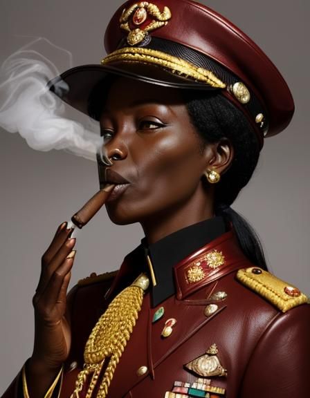 South Sudanese Military Leader in Red Leather