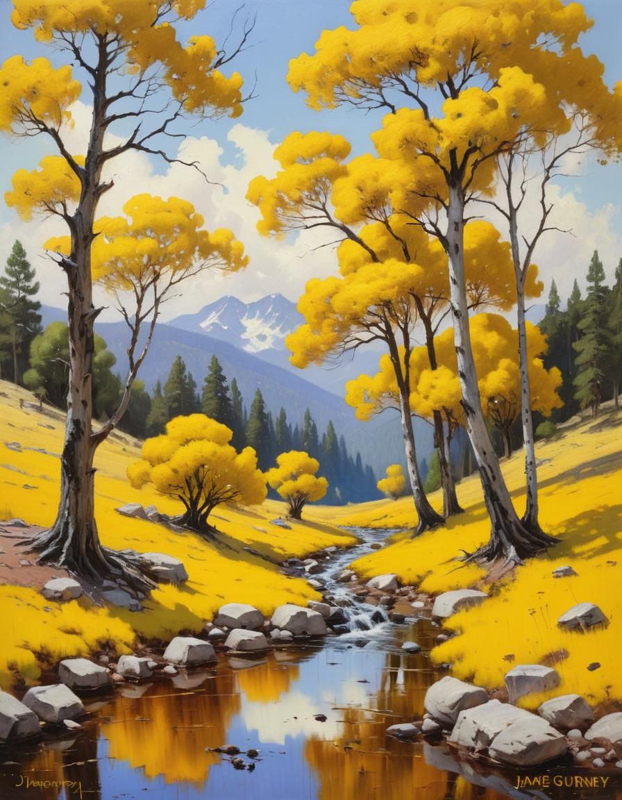 Yellow Landscape Oil Painting Style