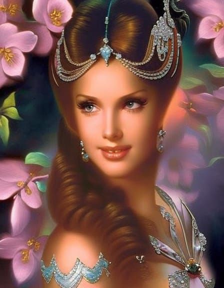 Face, eyes and ornaments