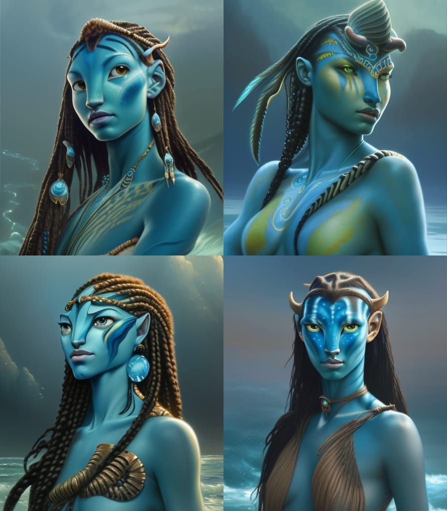 Tsireya from Avatar: Ocean Portrait in Digital Art Style