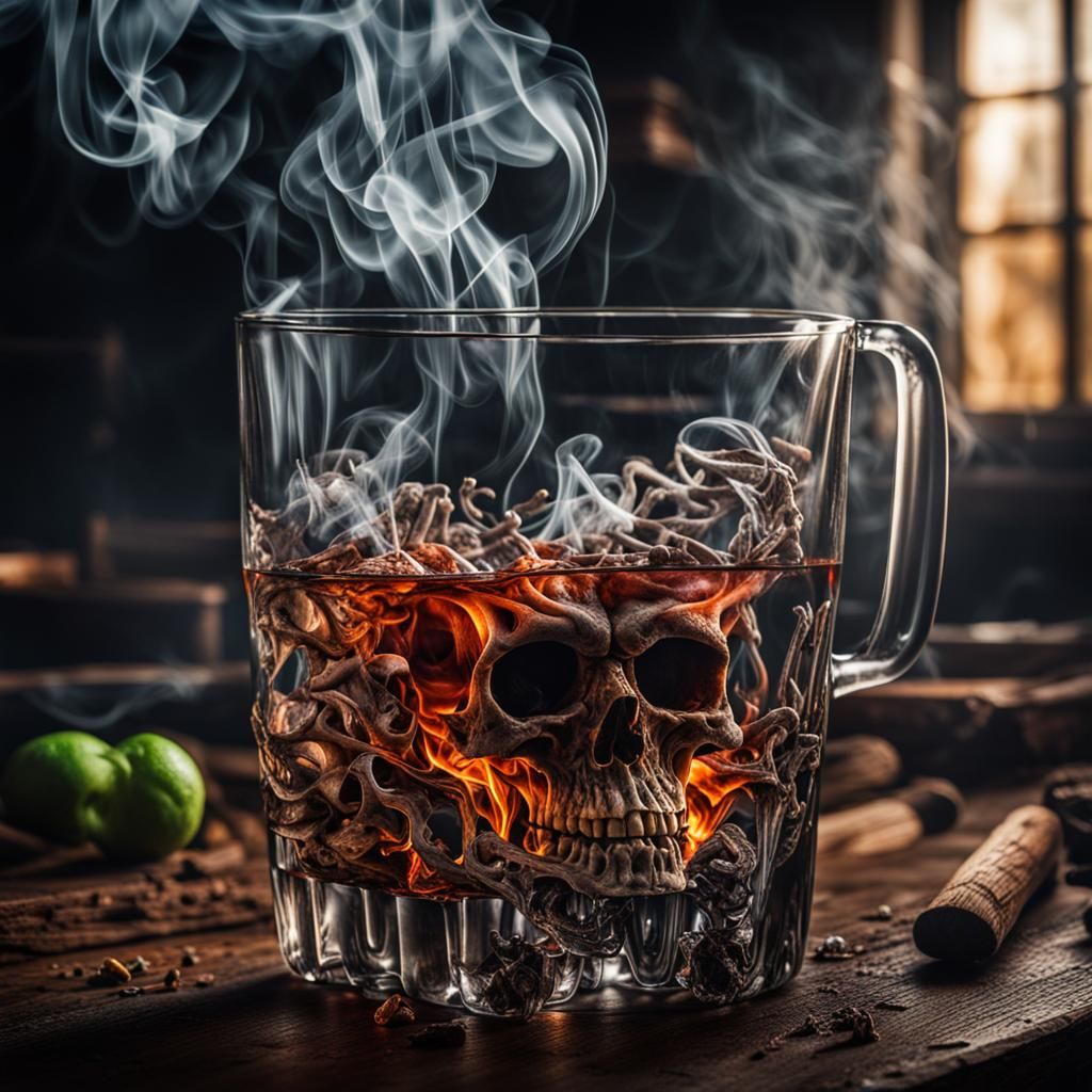 Hyperrealistic Poison Drink with Smoke