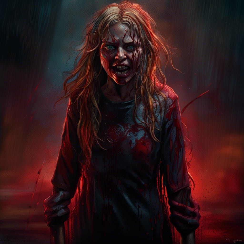 Scary and Dangerous Carrie Portrait in Horror Style