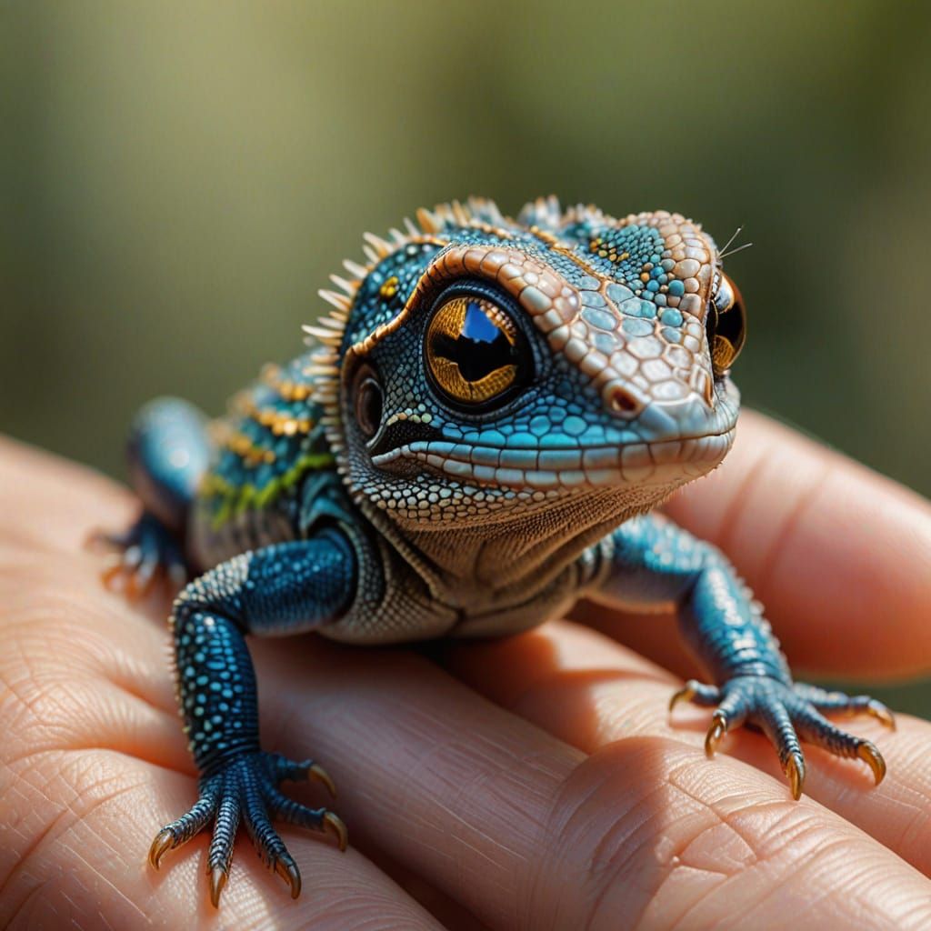 Macro Photography of Baby Lizard in Gentle Hands