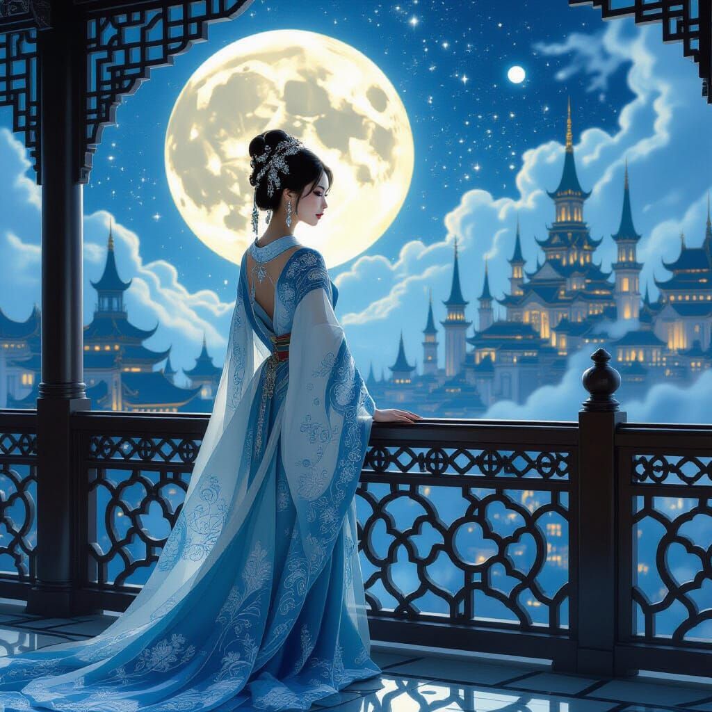 Celestial Robes: Dreamlike City View