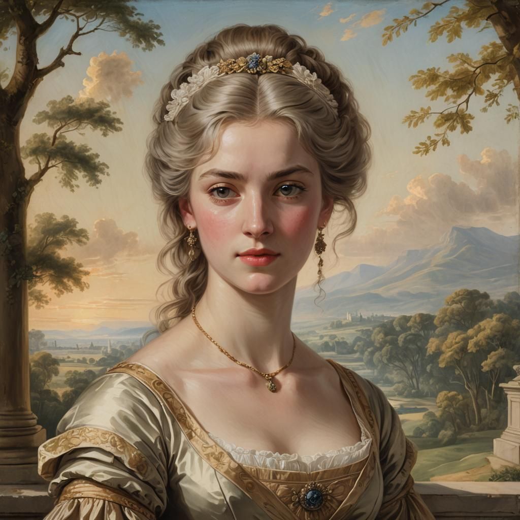 Elegant Neoclassical Portrait of a Young Woman