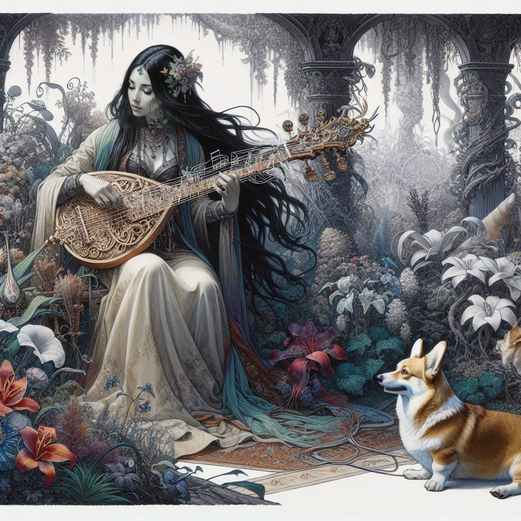 Enchanted Garden Concert: Botanical Oasis in Street Art Styl...