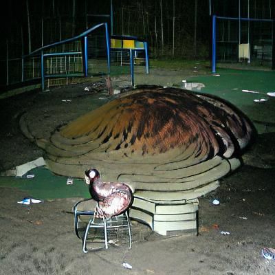 Turkey in Abandoned Playground at Night