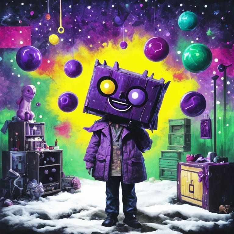 Dancing Purple Cat Cyclops in Child's Room