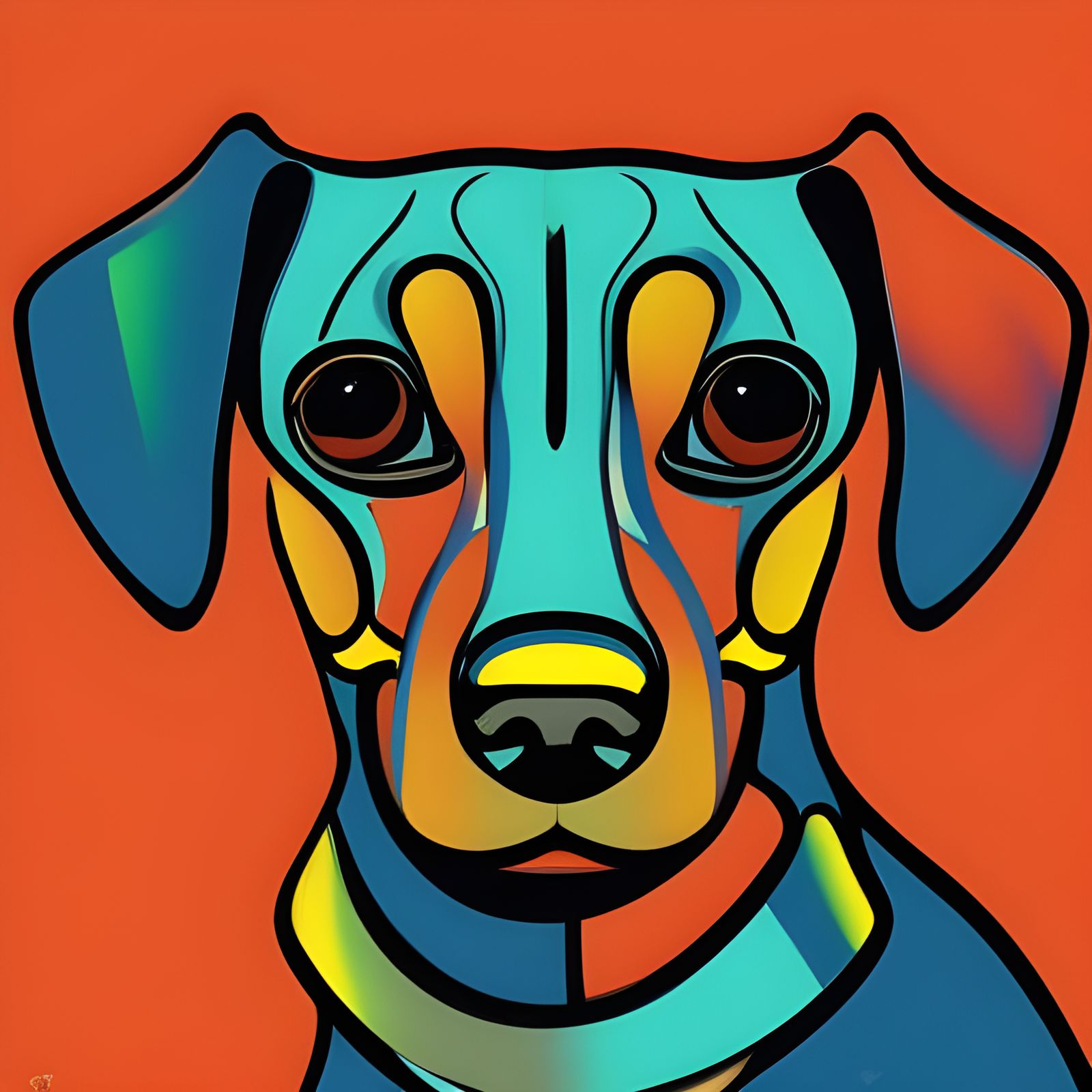 Dachshund in Geometric Pop Art Style