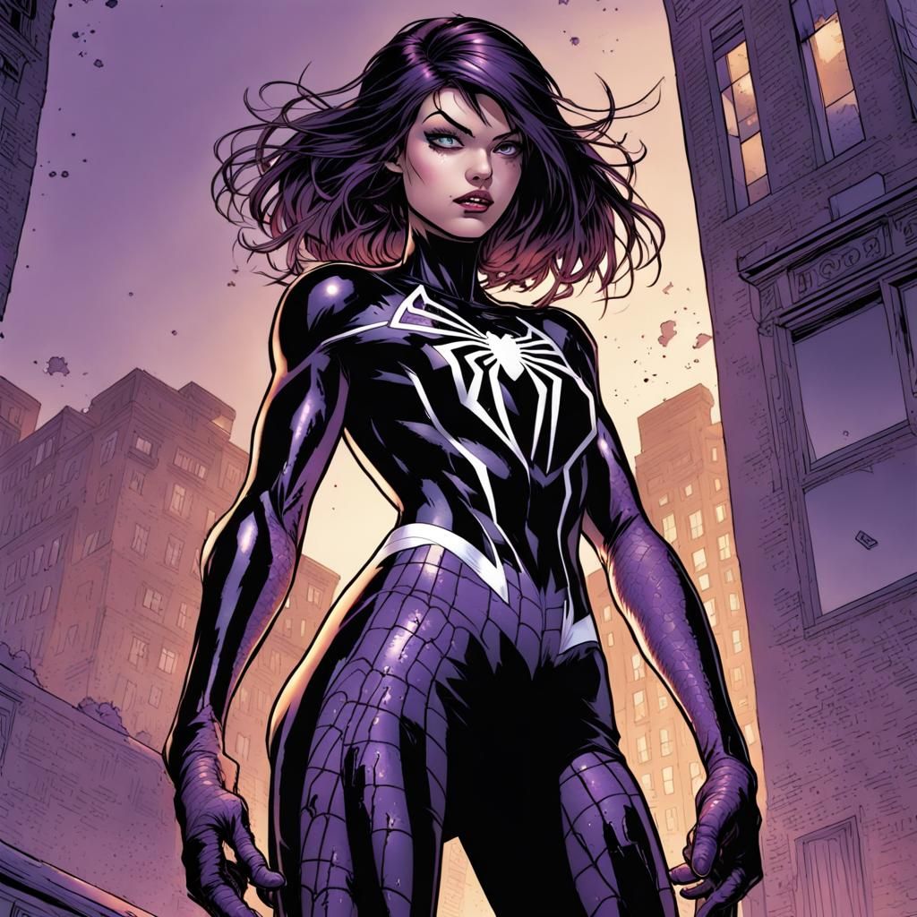 Emo Girl in Torn Spider-Man Suit, Comic Book Art