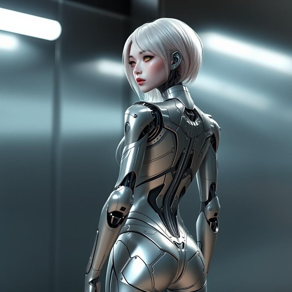 Humanoid Robot Girl in Anime Style