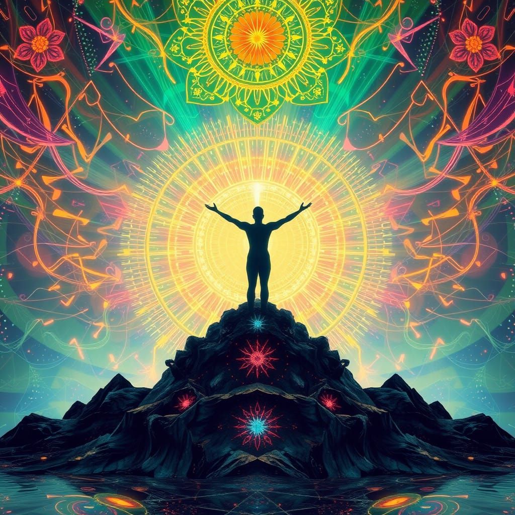 Psychedelic Electronic Dreamscape in Vibrant Colors