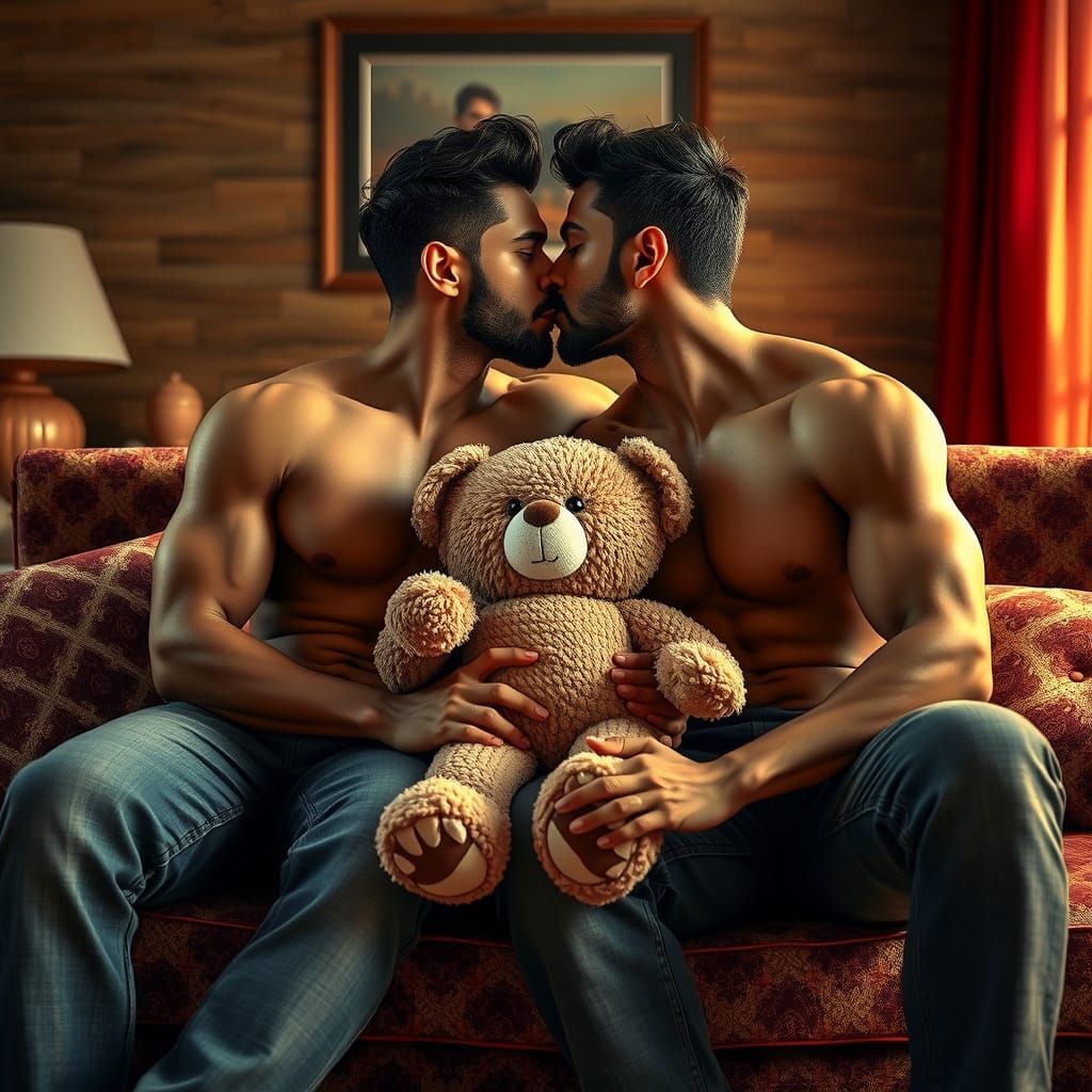 Hyperrealistic South Indian Men in Intimate Living Room