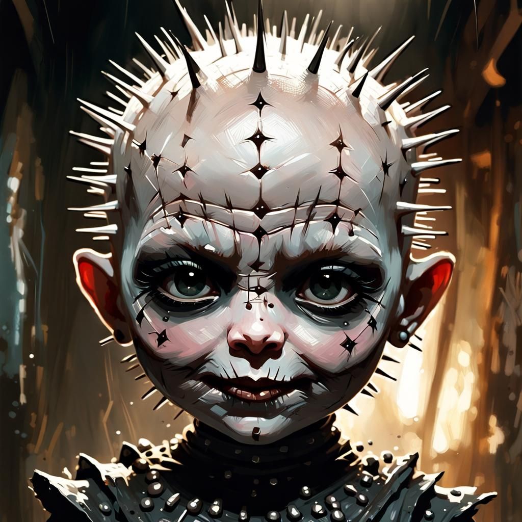 Chibi Pinhead Portrait in Graffiti Art Style