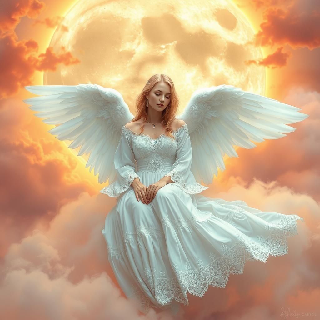 Golden Angel in Ethereal Moonlight