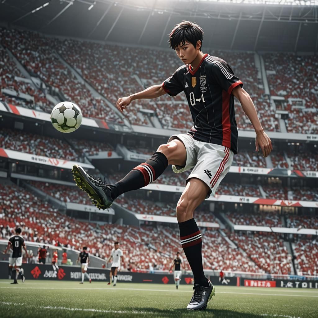Football Player Kicking Ball: 3D Anime Art