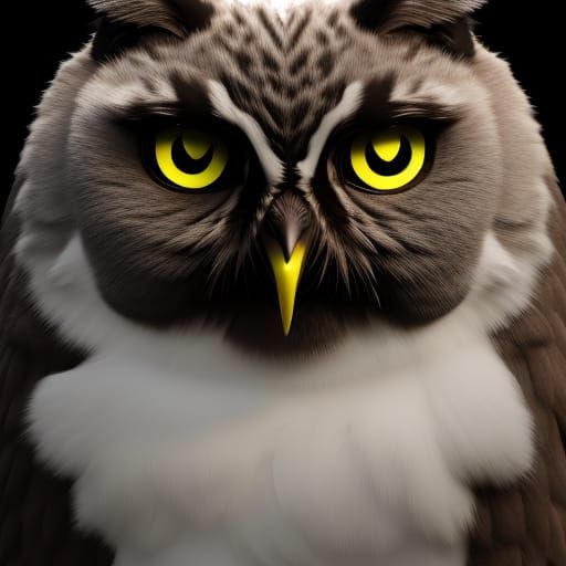 Cat-Faced Owl: Detailed Matte Painting