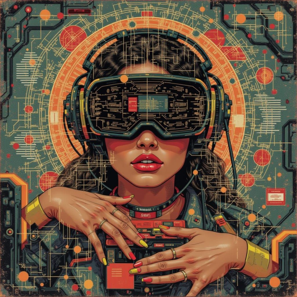 Futuristic Woman in Avant-Garde Alcohol Ink Style