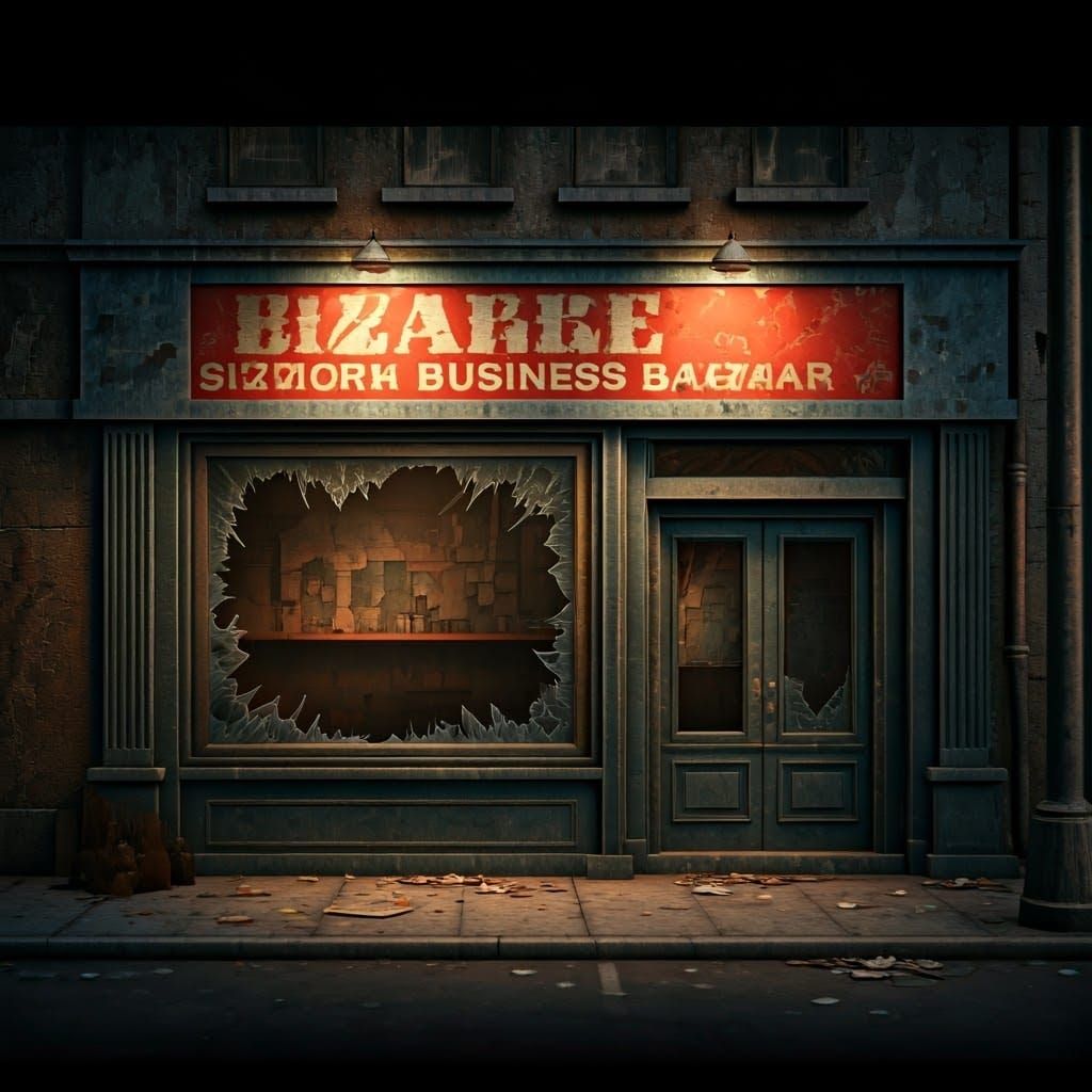 Gritty Bizarre Business Bazaar in Cinematic Style