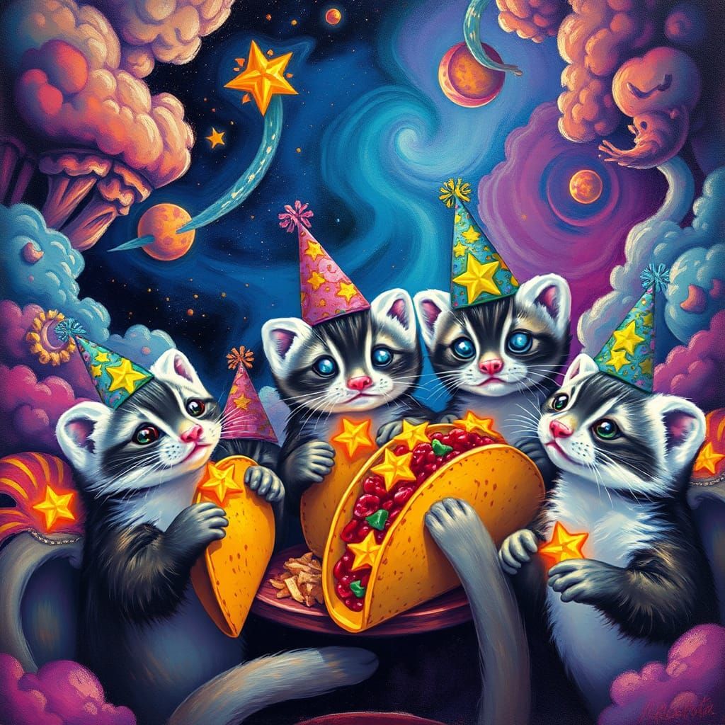Psychedelic Space Taco Party with Ferrets and Kittens