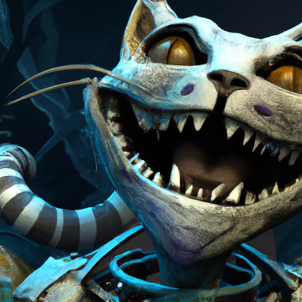 Skeletal Cheshire Cat with Big Smile