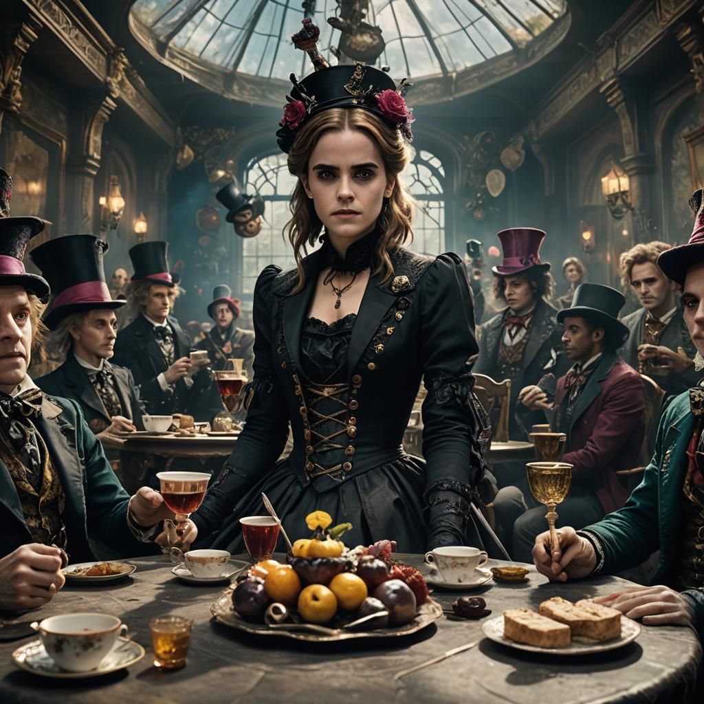 Gothic Emma Watson at Mad Hatter's Tea Party