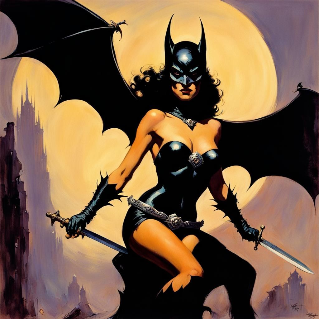 Bat Woman in Dark Fantasy Style