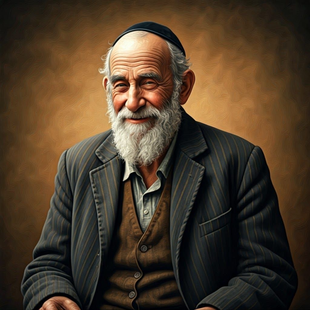 Joyful Elderly Man Portrait in Earthy Tones