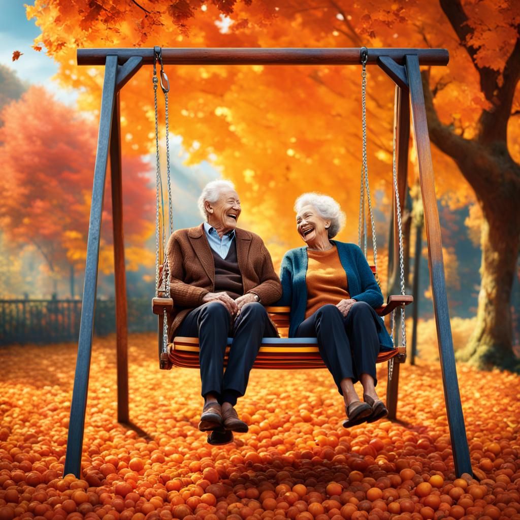 Older couple on a swing