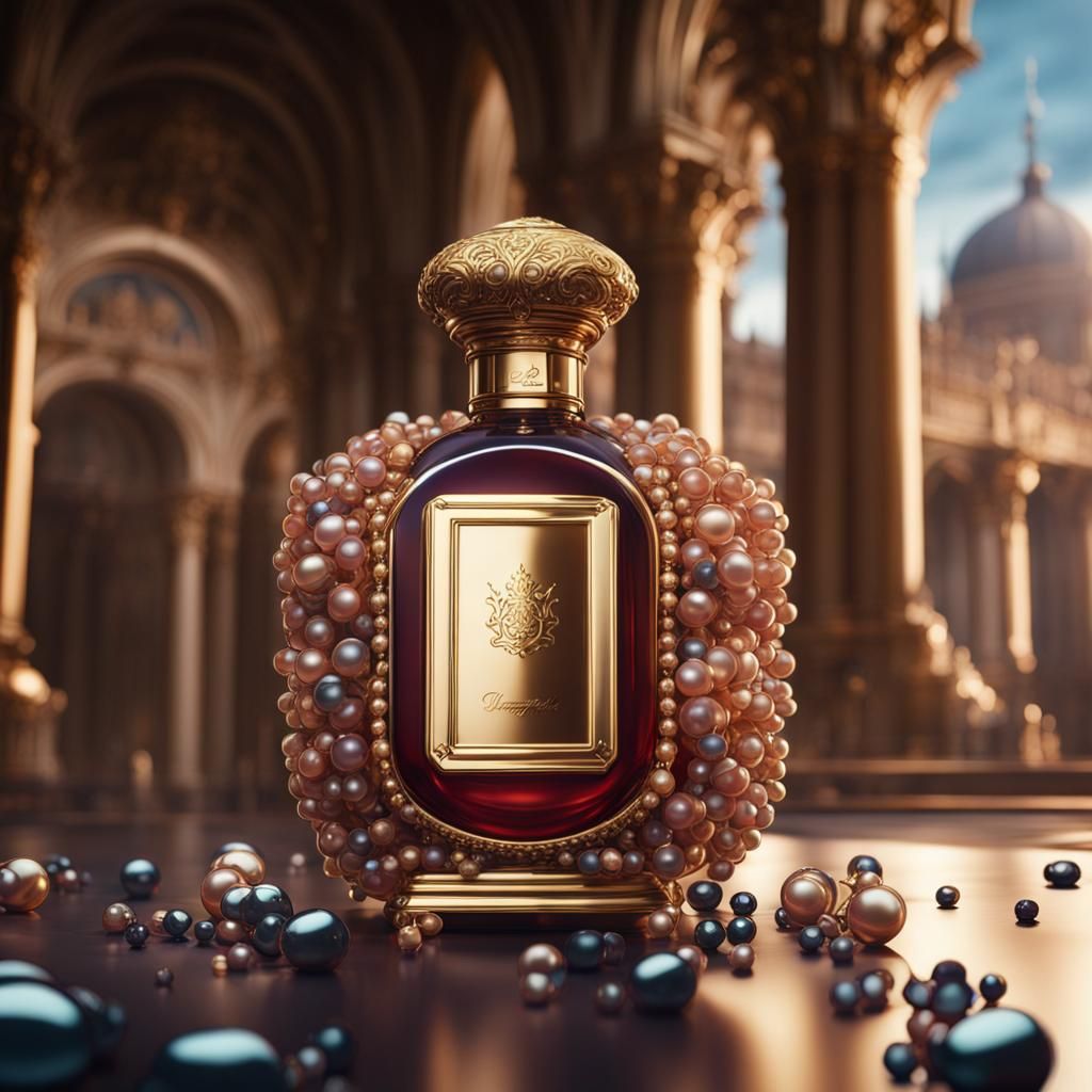 Luxury Perfume Bottle with Pearls in Italian Palace