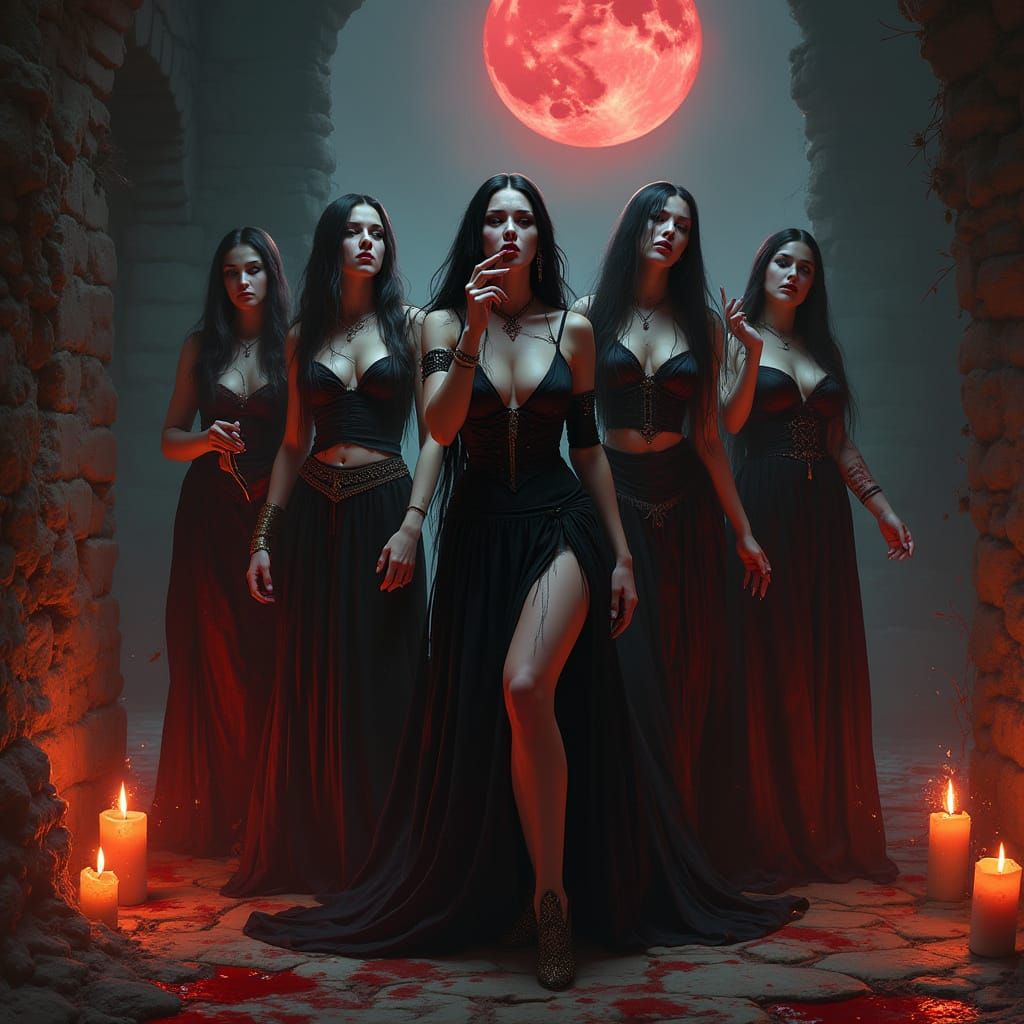 Vampires in Gothic Chamber, Baroque Horror Style