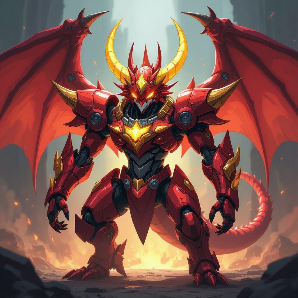 Cybernetic Dragon Digimon with Metal Plates and Machinery