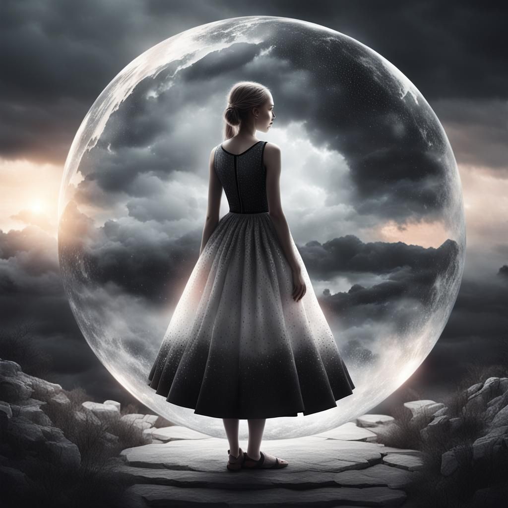 Mystical Orb: Hyper-Realistic Digital Art of Girl