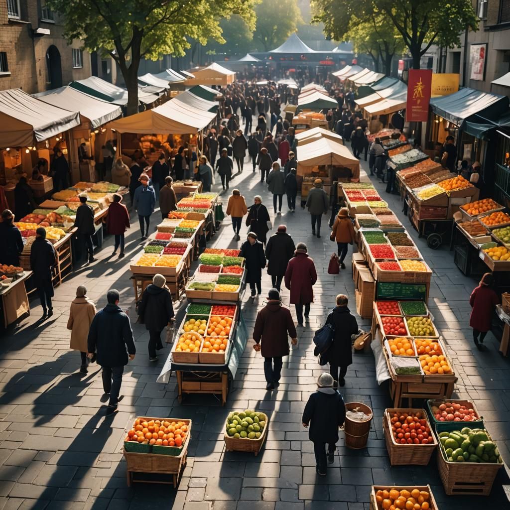 Vibrant Food Market in London: Hyperrealistic Photography