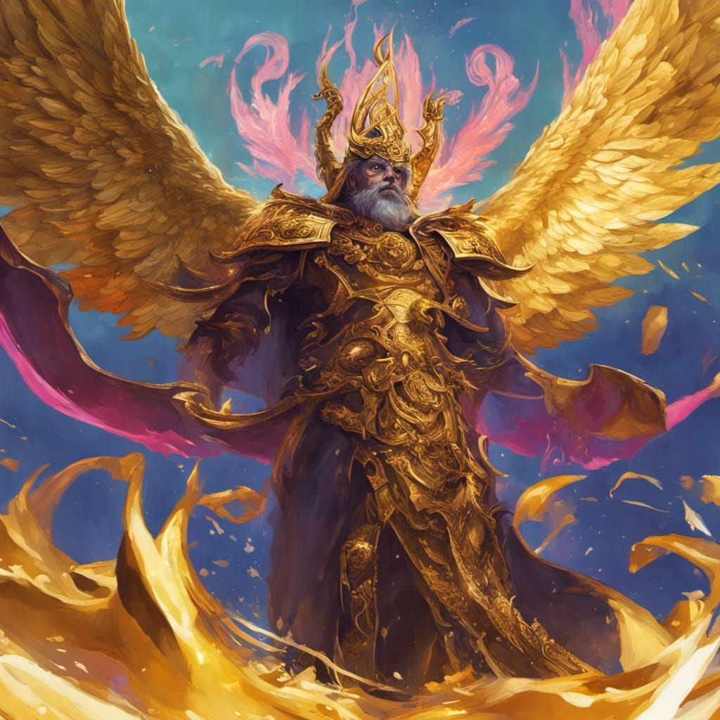 Emperor with Neon Wings on Golden Skyboat