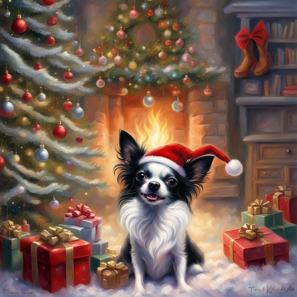 Christmas Chihuahua with Presents, Fantasy Style