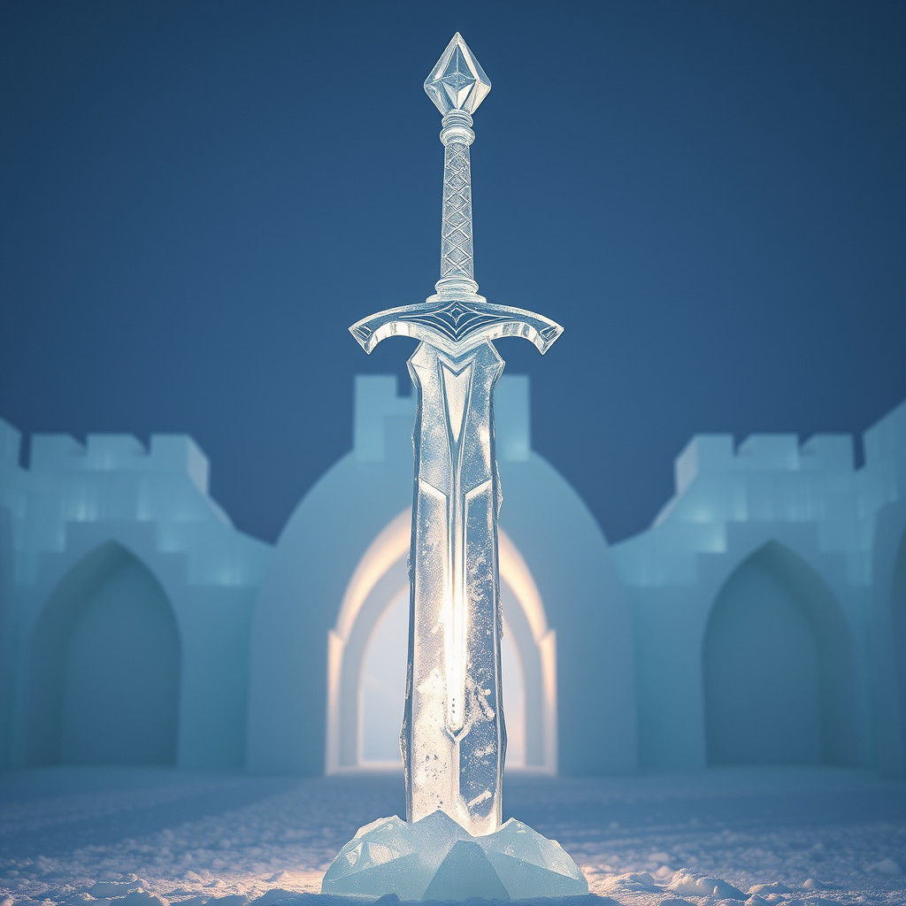 Knight's sword, Harbin Ice and Snow World, ice sculpture, fr...