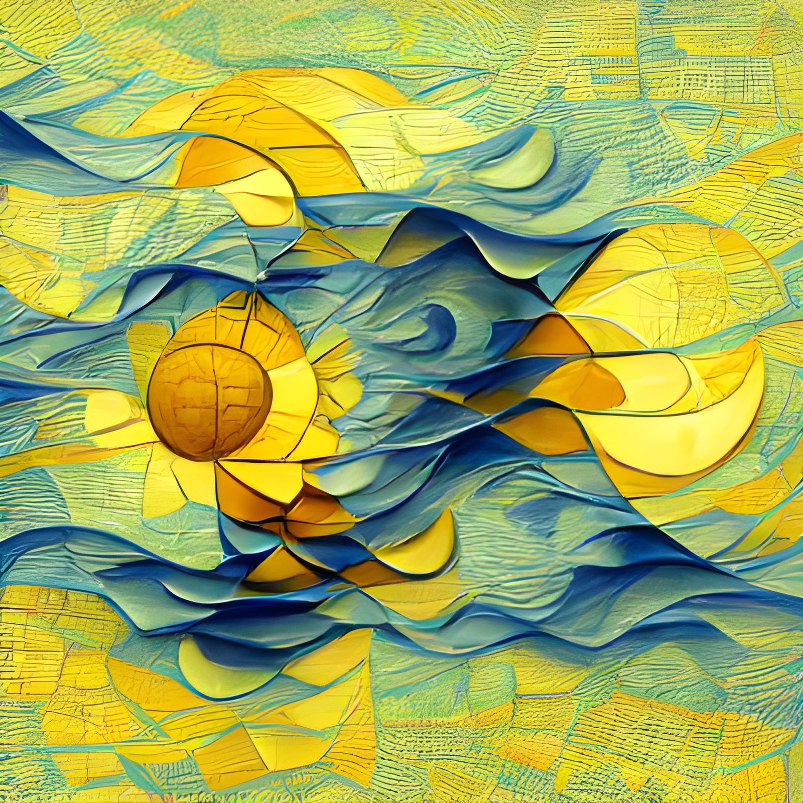 Geometric Sunbather in Van Gogh Style