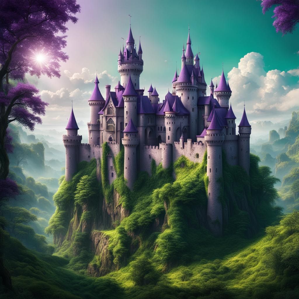 Sunlit Countryside Castle in Epic Digital Painting