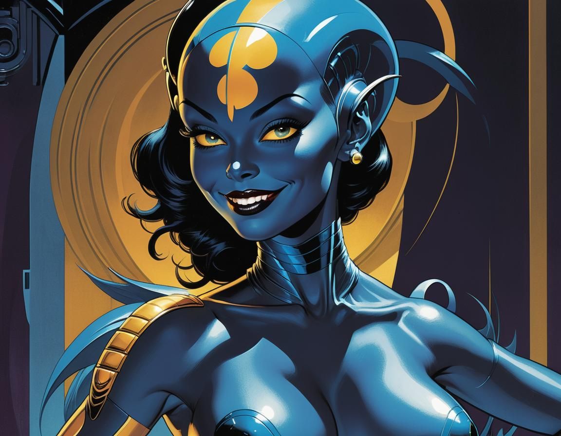 Retro Alien Pin-Up Comic Book Art