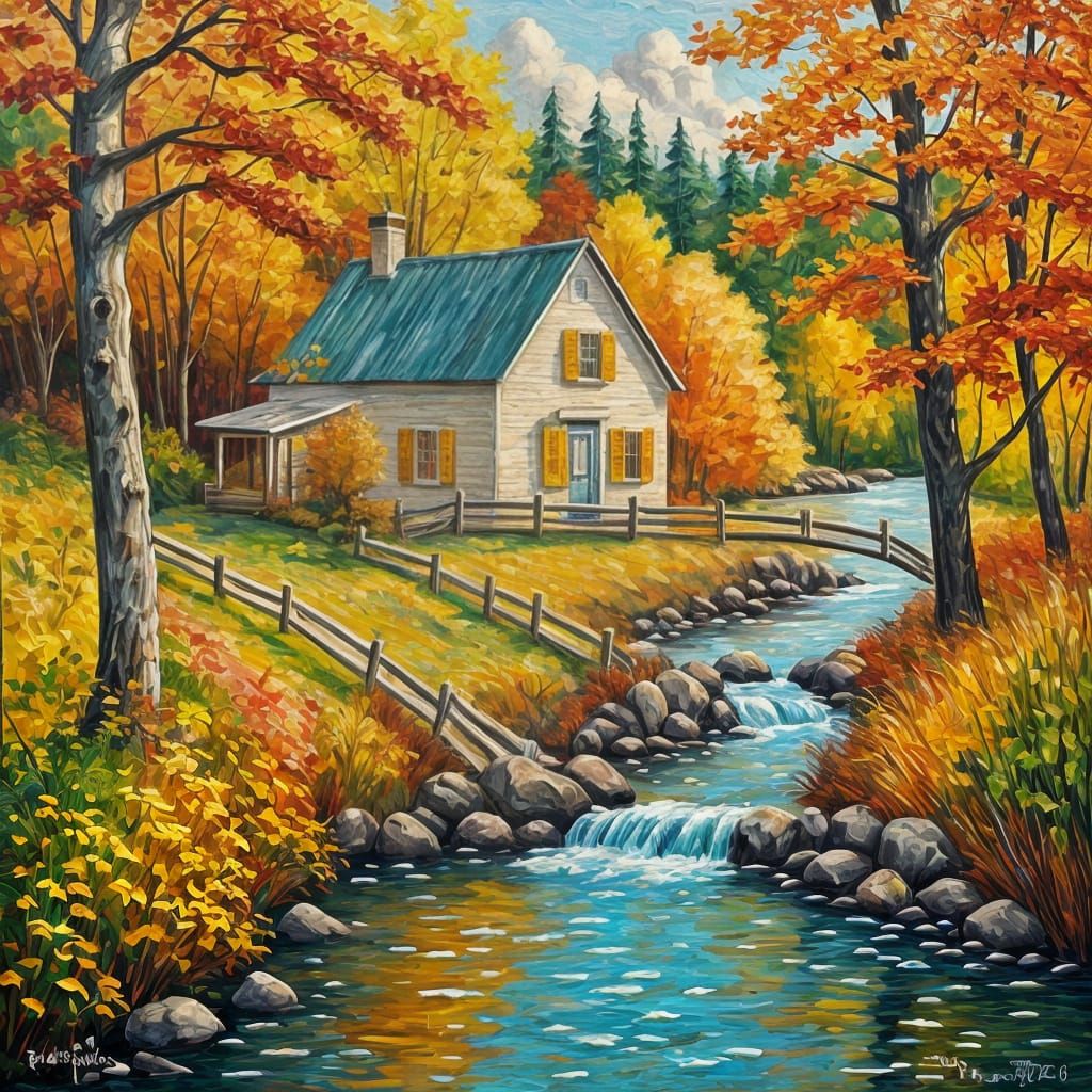 Autumn Countryside Retreat in Expressionist Style